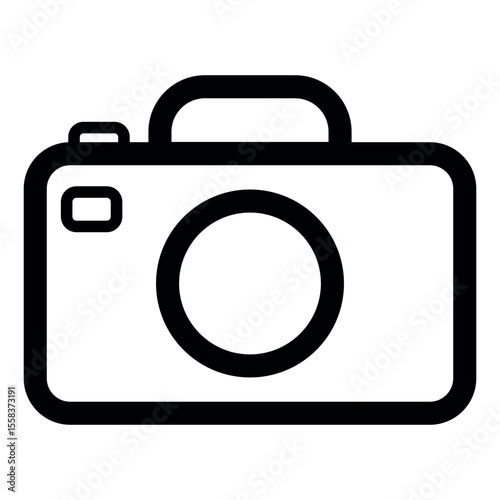 Camera line icon, minimalist illustration, outline design for photography, technology and digital media, simple camera symbol icon