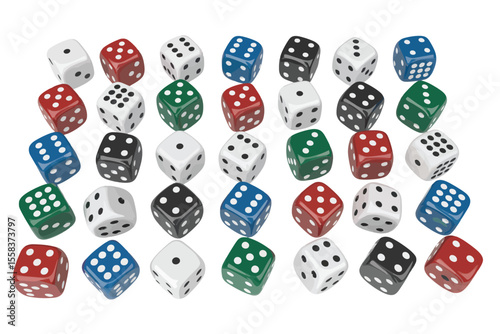 Colorful Dice in a Patterned Arrangement
