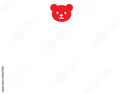 Minimalist Red Bear Icon Logo for Kids or Gaming Brand