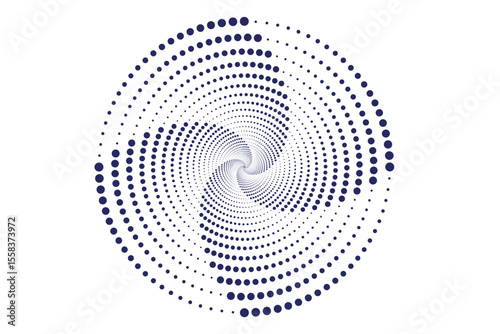 Spiral vortex icon created with dotted pattern, abstract design with concentric circles, swirling motion, vector art symbol icon