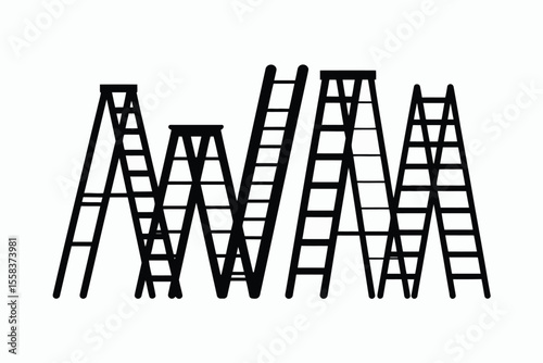 Various types of foldable aluminum ladders