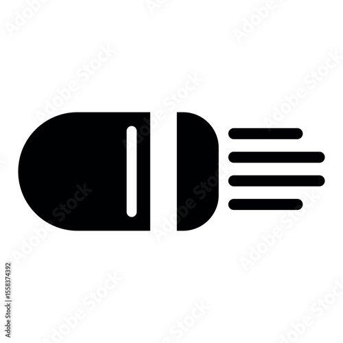 Headlight icon with front car light and beam lines, representing vehicle lighting, automotive symbol for headlights icon