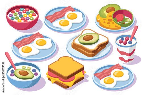 Variety of Colorful Healthy Breakfast Dishes