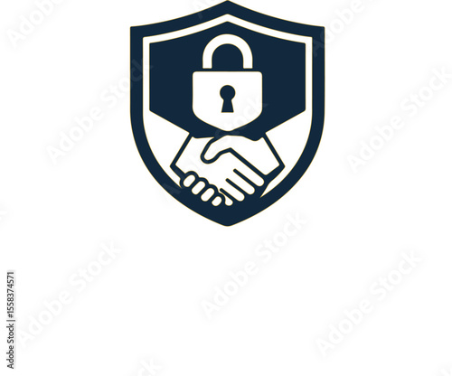 Trust Shield Logo with Handshake and Padlock Symbol