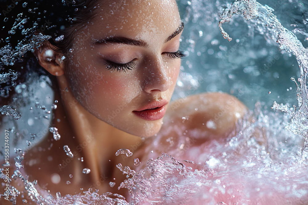 Obraz premium Generative AI image of graceful ballerina dancing near water in an ethereal dreamy atmosphere