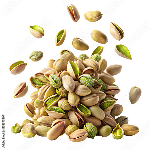 Wallpaper Mural A burst of shelled pistachios falling against a clean isolated on white and transparent background Torontodigital.ca