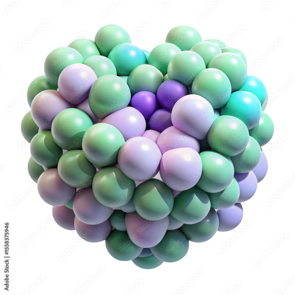 Fototapeta premium 3d organic sphere of colorful bubbles isolated on transparent background