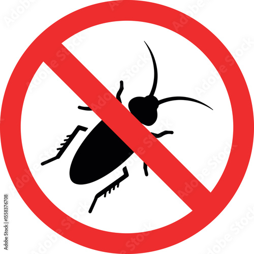 no cockroach prohibited sign white background