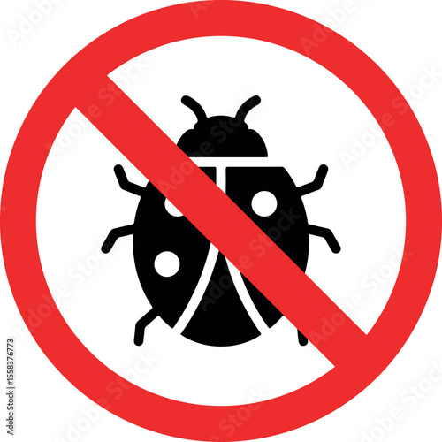 no ladybug prohibited sign white background