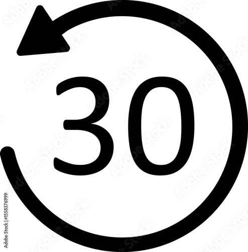 Rewind 30 seconds icon. Flat vector symbol for media player, podcast, video, or audio control interface