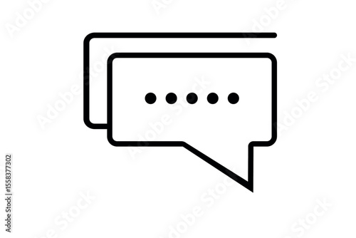 Chat bubble with ellipsis icon, communication and messaging symbol representing conversation, online messaging and social media icon