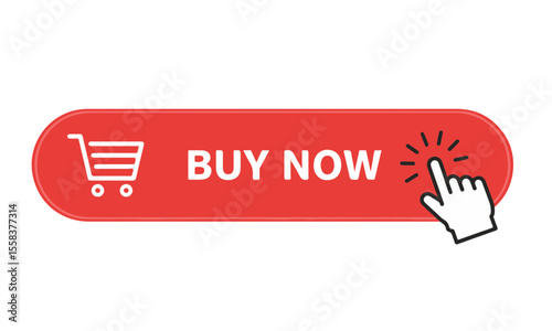 "Buy Now" Button with Shopping Cart and Click Cursor. This universally recognized call-to-action button is ideal for e-commerce and online retail, prompting immediate purchase.