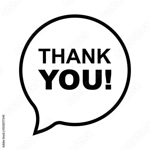Thank you speech bubble icon in different colors, expressing gratitude and appreciation, message and communication concept icon