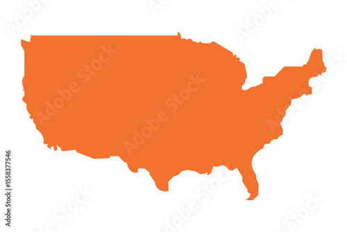 USA Map in orange, perfect representation of the countrys geographical features and location icon