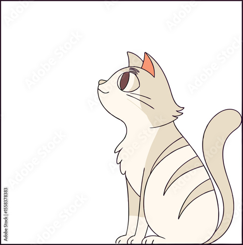 Cute Cartoon Cat Looking Up, Perfect for Kids' Products in vector art
