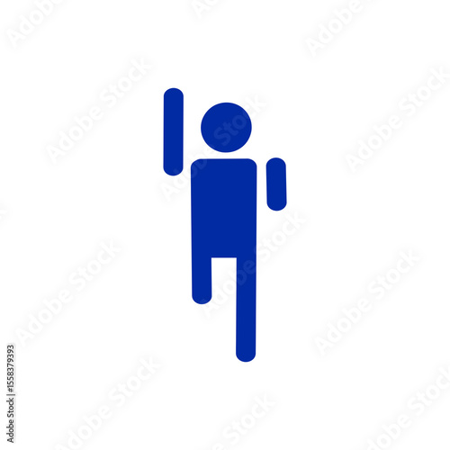 手を挙げる人物アイコン｜片足ポーズ・元気な動き Raised Hand Pose Icon – Energetic One-Leg Stance	