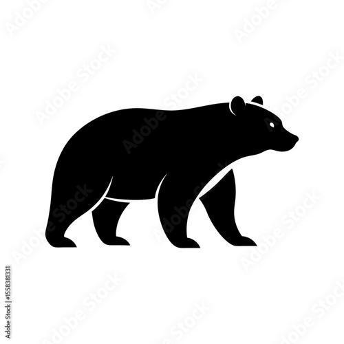 Bear silhouette emblem design with bold wildlife theme on white background   photo