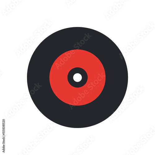 Record disc flat icon design for music and vintage audio theme on white background  
