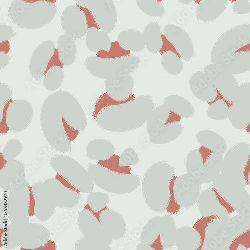 Floral seamless gray pattern with different abstract fluffy flowers. Vector background, design, print, wrapping paper, textile