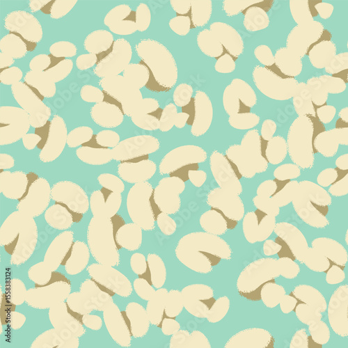Floral seamless blue pattern with different abstract fluffy flowers. Vector background, design, print, wrapping paper, textile