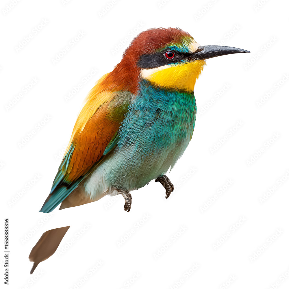 Fototapeta premium Vibrant European Bee-eater Bird on Black Background