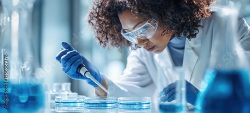 The scientist conducting research with precision in a modern laboratory.