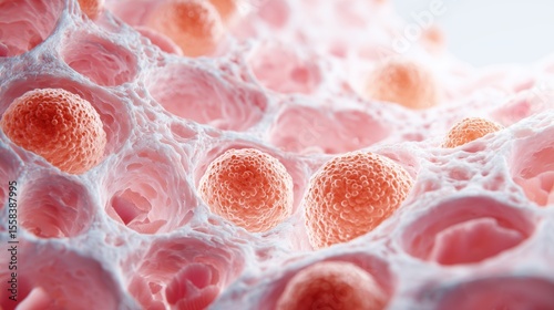 Psoriasis Awareness Month. medical illustration of psoriatic skin cells under microscope view, hyperkeratotic cells and parakeratosis visualization