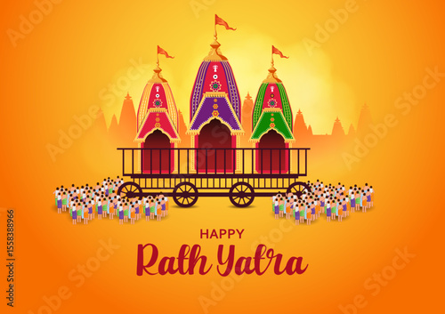 Rath Yatra Lord Jagannath festival Holiday background celebrated in Odisha, India