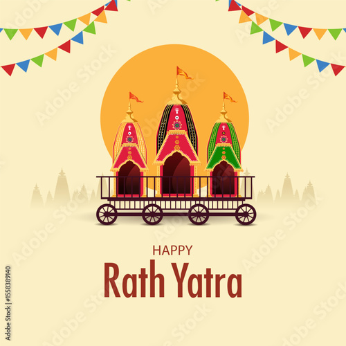 Rath Yatra Lord Jagannath festival Holiday background celebrated in Odisha, India