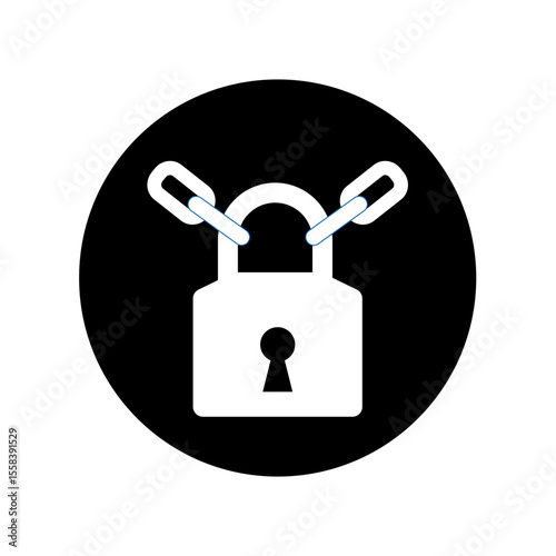 mandatory safety signs_keep locked_symbol and pictogram only_black and white edition_round shapes
