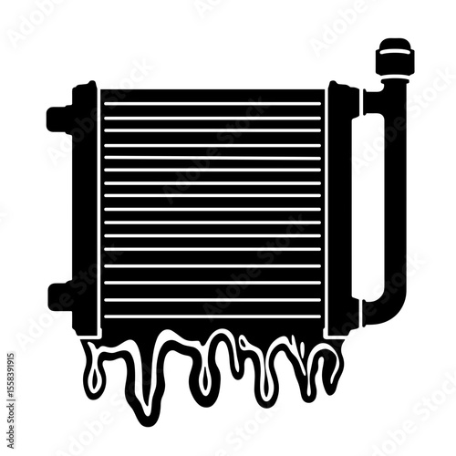 Evaporator coil silhouette with ice buildup, cooling system warning illustration