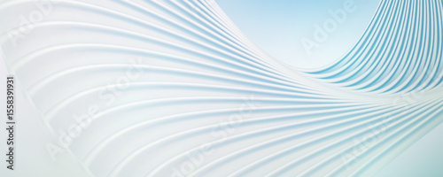 Abstract wavy white and blue lines, clean and modern