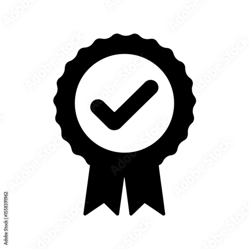 Silhouette of exam success badge with checkmark icon, achievement symbol