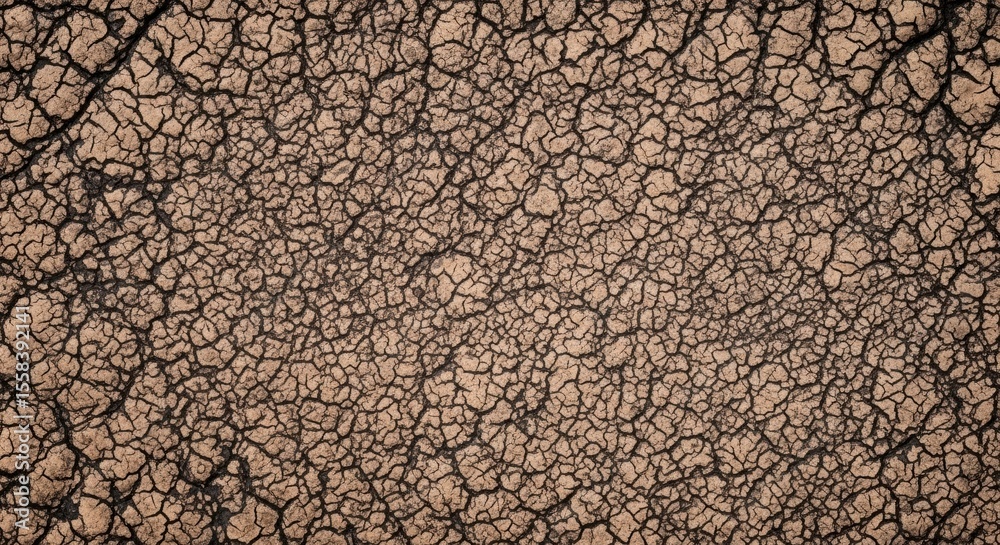 Naklejka premium Parched earth texture with cracked dry soil pattern