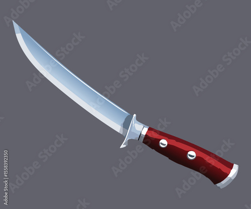 Narrow Blade Chef's Knife Utility - Vector Illustration