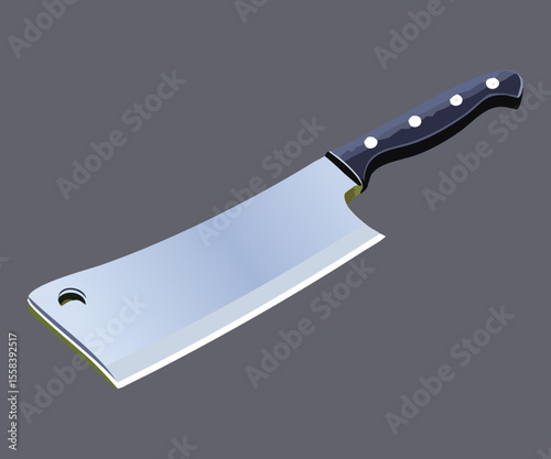 Sharp Butcher Cleaver Kitchen Utensil - Vector Illustration