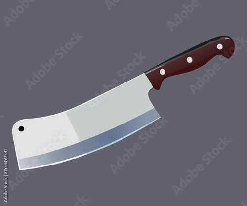 Large Butcher Cleaver Kitchen Knife - Vector Illustration
