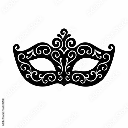 Golden Venetian carnival mask isolated on white, perfect for masquerade party, theater, or Halloween costume decoration