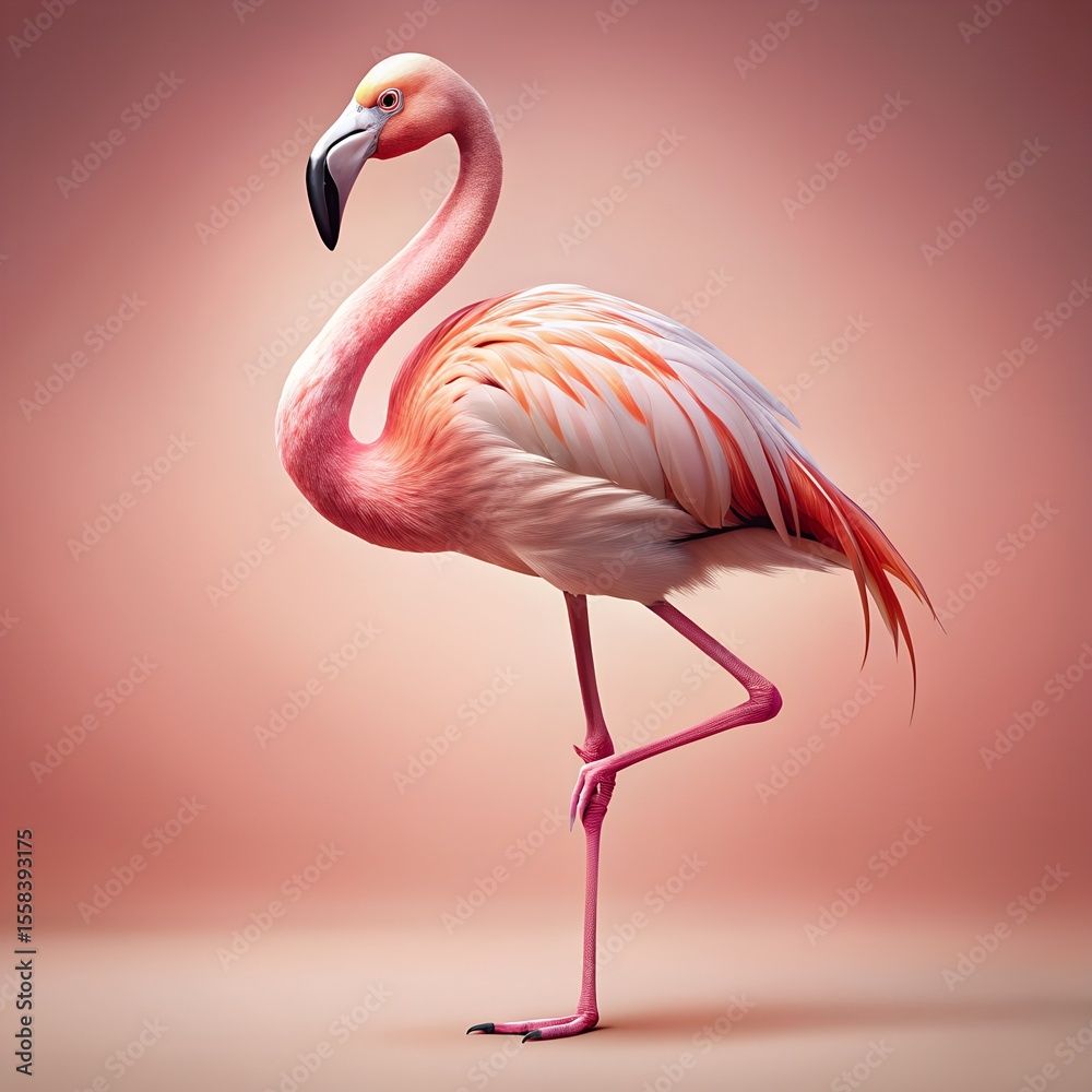 Fototapeta premium Elegant Pink Flamingo on a Soft Background