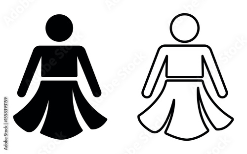  Female icon in skirt variation showing gender restroom symbol set
