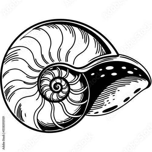 sea shell (linocut style)