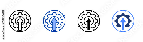 Continuous Improvement icon sheet multiple style collection
