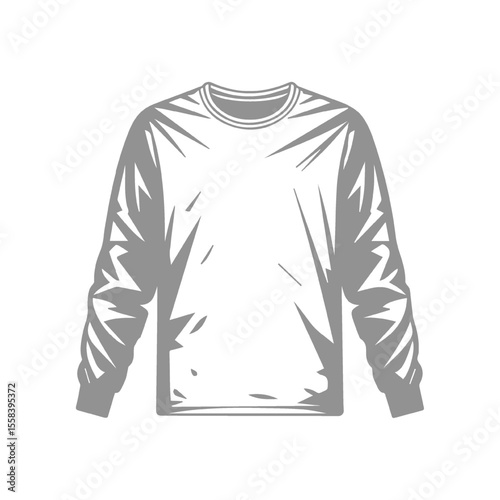 Silhouette Illustration of a Long Sleeve Shirt Apparel Template