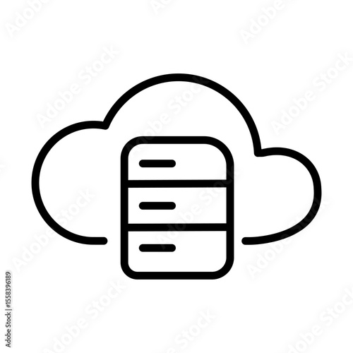Cloud Data Storage Vector editable stroke line Icon