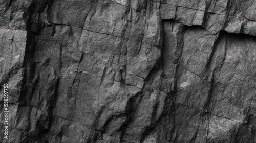 Black and white rock texture with cracked dark gray granite surface for design inspiration