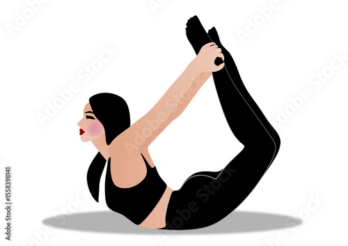 Girl doing yoga, stretching leg muscles, healthy lifestyle, sports exercises