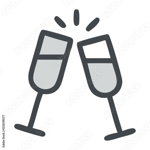 Champagne toast icon two sparkling glasses clinking in a celebratory toast.