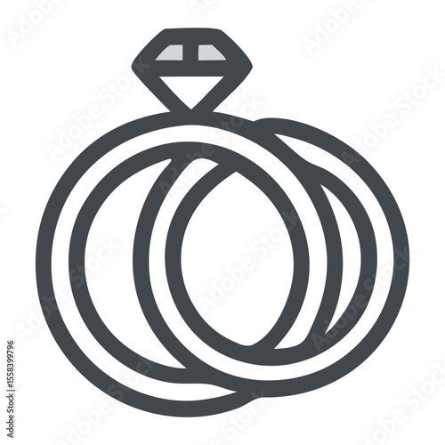 Wedding rings icon two intertwined bands a diamond sparkling symbolize enduring love.