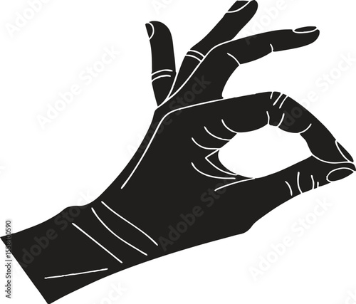 Vector art of a hand making the ok sign isolated on white background