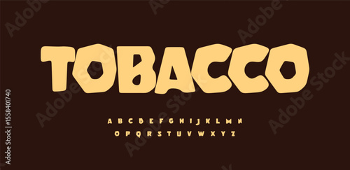 Chunky funky alphabet, bouncy comic font, playful fun cartoon typeface for snack food logo, quirky street lettering craft design, food festive title, bold DIY typographic style. Vector typeset